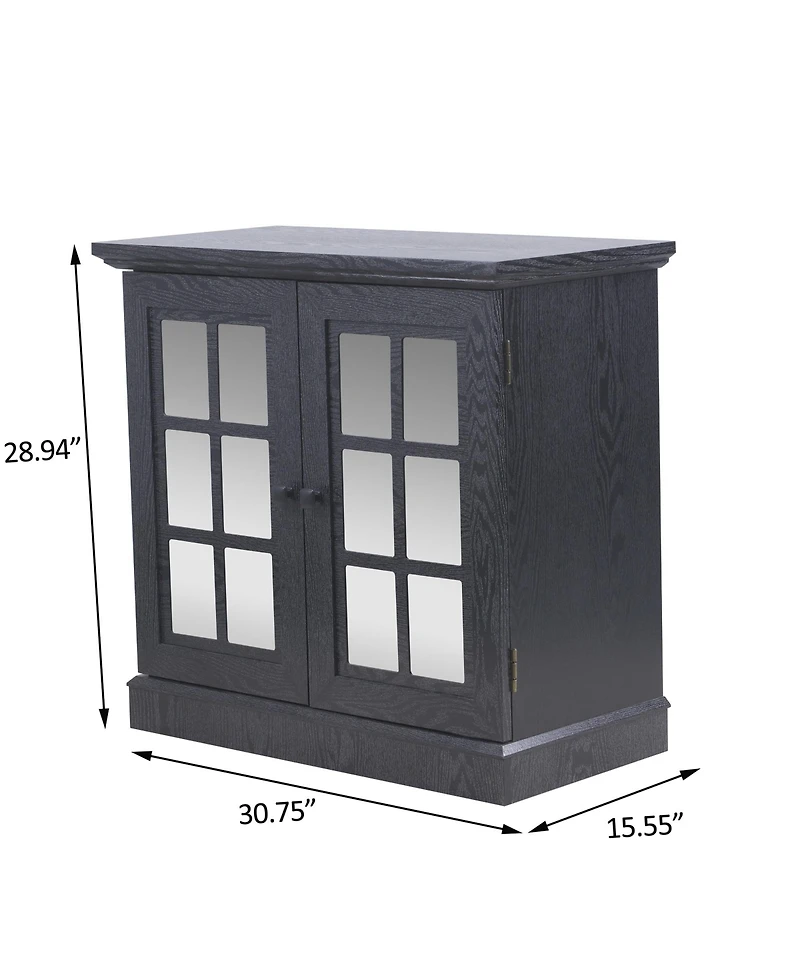 Clihome Modern Mdf Storage Cabinet with 2 Acrylic Mirror Doors, Adjustable Shelves, Metal Handles