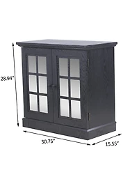 Clihome Modern Mdf Storage Cabinet with 2 Acrylic Mirror Doors, Adjustable Shelves, Metal Handles