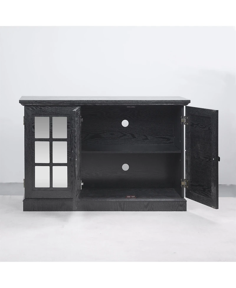 Clihome Buffet Sideboard Cabinet with 3 Mirrored Acrylic Doors, Adjustable Shelves Mdf Storage