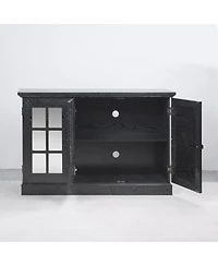Clihome Buffet Sideboard Cabinet with 3 Mirrored Acrylic Doors, Adjustable Shelves Mdf Storage