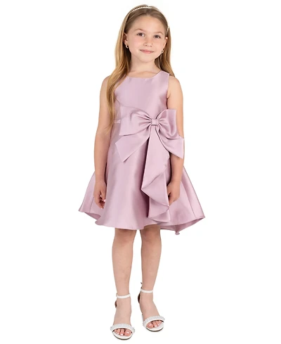Rare Editions Girls' 2T-6X Solid Mikado Cascade Bow Hi-Low Dress