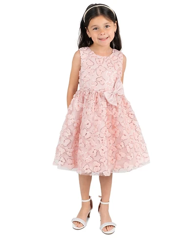 Rare Editions Girls' 2T-6X Butterfly Soutache Satin Bow Dress