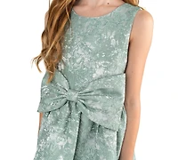Rare Editions Girls' 7-16 Brocade Large Bow Sleeveless Dress