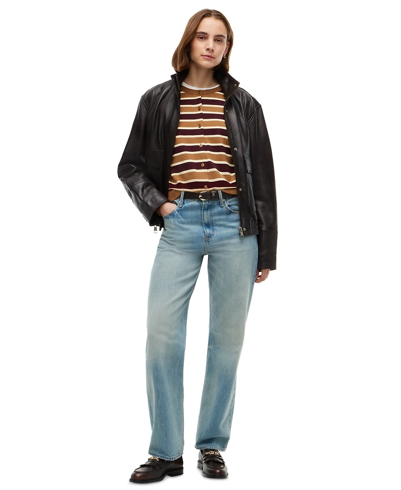 Tommy Hilfiger Women's Striped Slim-Fit Crewneck Cardigan