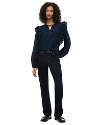 Tommy Hilfiger Women's Frill Detail Long-Sleeve Tie-Neck Top