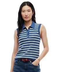 Tommy Hilfiger Women's Fine Gauge Polo Collar Sleeveless Sweater