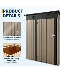 gaomon 5x3 ft Outdoor Storage Shed, 67 Cu.ft Metal Tool Shed with Sloping Roof and Lockable Door, Compact Garden Shed for Backyard
