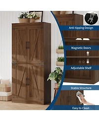 gaomon 71 Inch Tall Farmhouse Kitchen Pantry Storage Cabinet with 4 Barn Doors and Adjustable Shelves, for Kitchen, Dining Room, Bathroom
