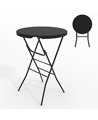 gaomon 32" Outdoor Hdpe Round Folding Cocktail Table, Bar Table for Patio Backyard Indoor and Events