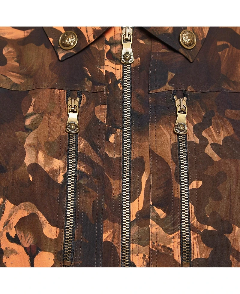 Pre-Owned Versace Women's Camouflage Print Jersey Zip-Up Jacket