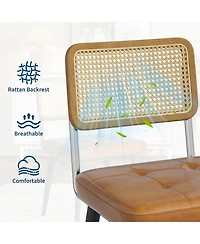 gaomon Rattan Dining Chairs, Pu Leather Upholstered Seats, Kitchen and Chairs
