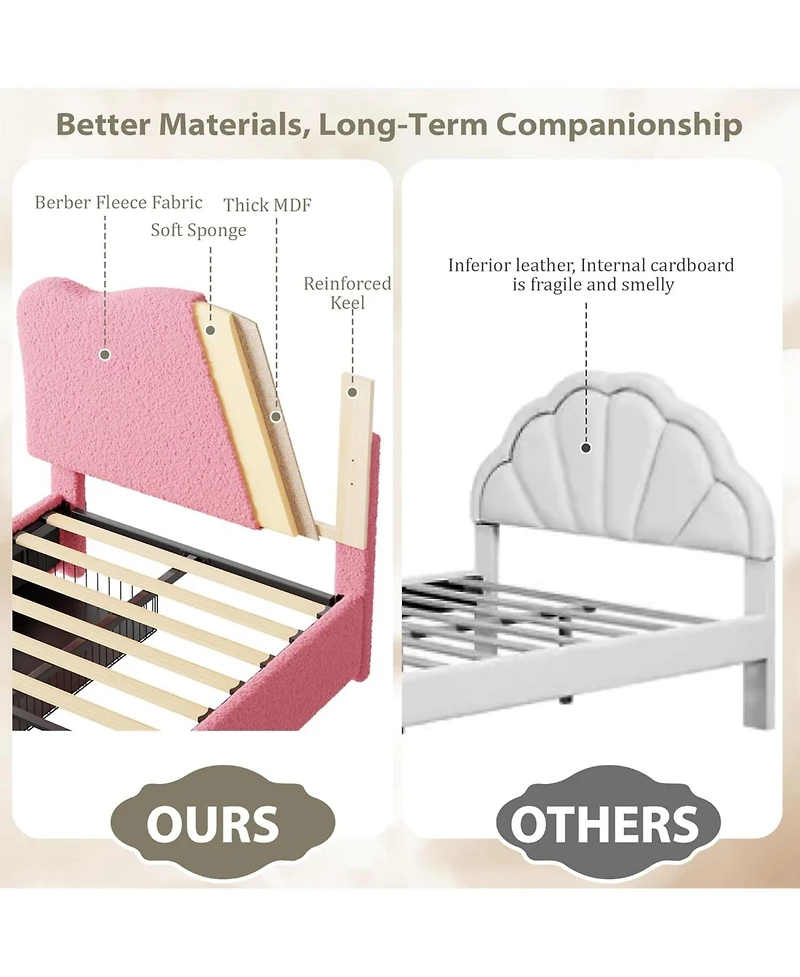gaomon Twin Bed Frame for Kids with 2 Drawers, Velvet Twin Bed for Girls, Boys, Sturdy Platform Bed, No Box Spring Needed, Noise Free