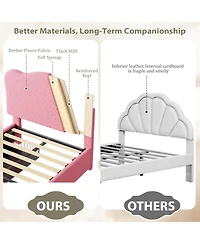 gaomon Twin Bed Frame for Kids with 2 Drawers, Velvet Twin Bed for Girls, Boys, Sturdy Platform Bed, No Box Spring Needed, Noise Free