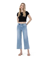 Vervet Women's High Rise Crop Slim Wide Leg Jeans