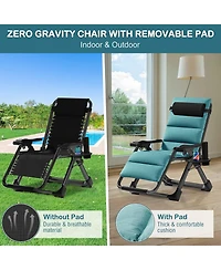 Aboron Zero Gravity Chair, Folding Portable Reclining Lounge Chair with Removable Cushion, Headrest, Reclining Patio Lounger Chair for Indoor,Outdoor