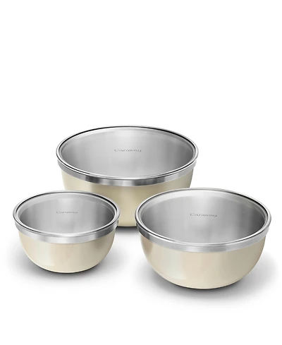 Caraway Premium Stainless Steel 6-Piece Mixing Bowl Set With Glass Lids