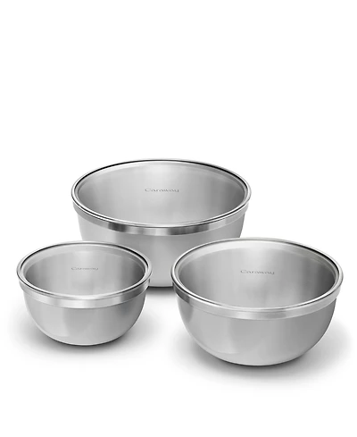 Caraway Premium Stainless Steel 6-Piece Mixing Bowl Set With Glass Lids