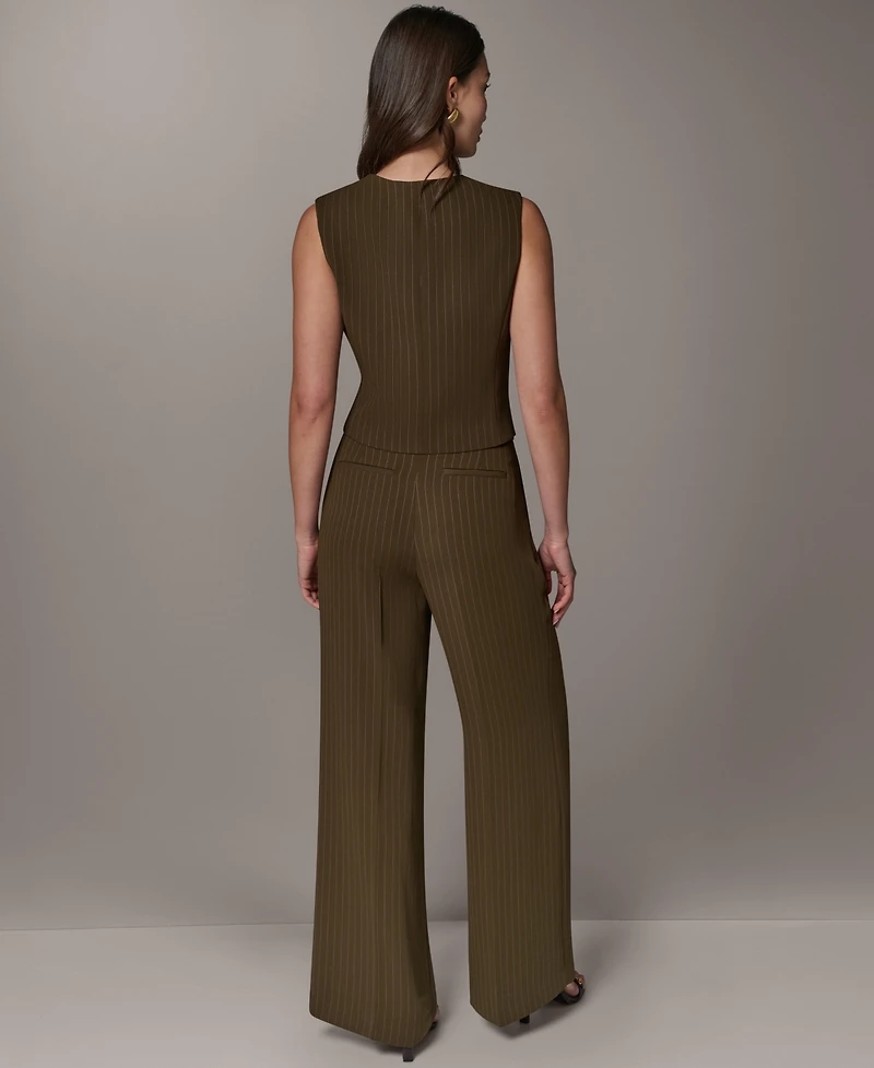 Donna Karan New York Women's Cropped Pinstripe Sleeveless Vest