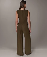 Donna Karan New York Women's Cropped Pinstripe Sleeveless Vest