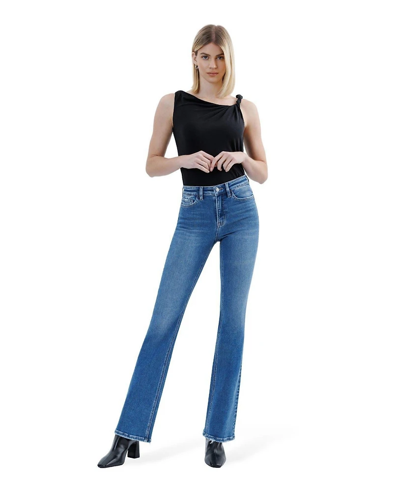 Flying Monkey Women's High Rise Full Length Bootcut Jeans