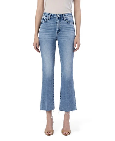 Flying Monkey Women's High Rise Raw Hem Kick Flare Jeans