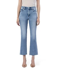 Flying Monkey Women's High Rise Raw Hem Kick Flare Jeans