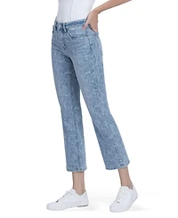Vervet Women's High Rise Floral Print Crop Easy Flare Jeans