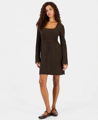 Hooked Up by Iot Juniors' Babydoll Square Neck Sweater Dress