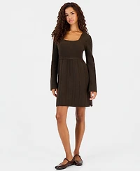Hooked Up by Iot Juniors' Babydoll Square Neck Sweater Dress