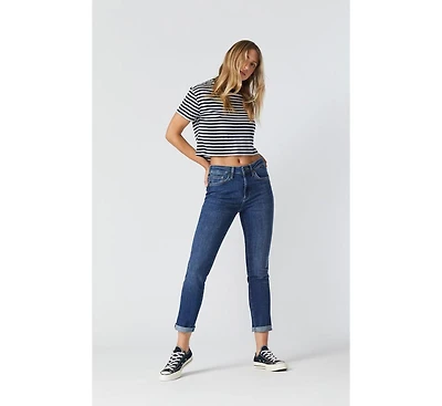 Mavi Jeans Women's Kathleen Mid Rise Boyfriend Feather Blue