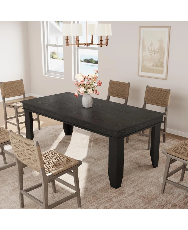 gaomon Long Black Kitchen Tables with Wooden Sturdy Frame, 6 ft Large Rectangular Dinner Table for Living Room, Kitchen, Dining Room