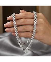 Rachel Glauber Classy White Gold Plated Tennis Necklace
