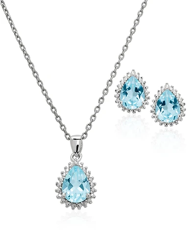 Macy's Simulated Cubic Zirconia Teardrop Pendant Necklace with Matching Stud Earrings 2-Piece Set