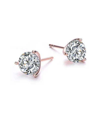 Sterling Silver Cubic Zirconia Solitaire Stud Earrings