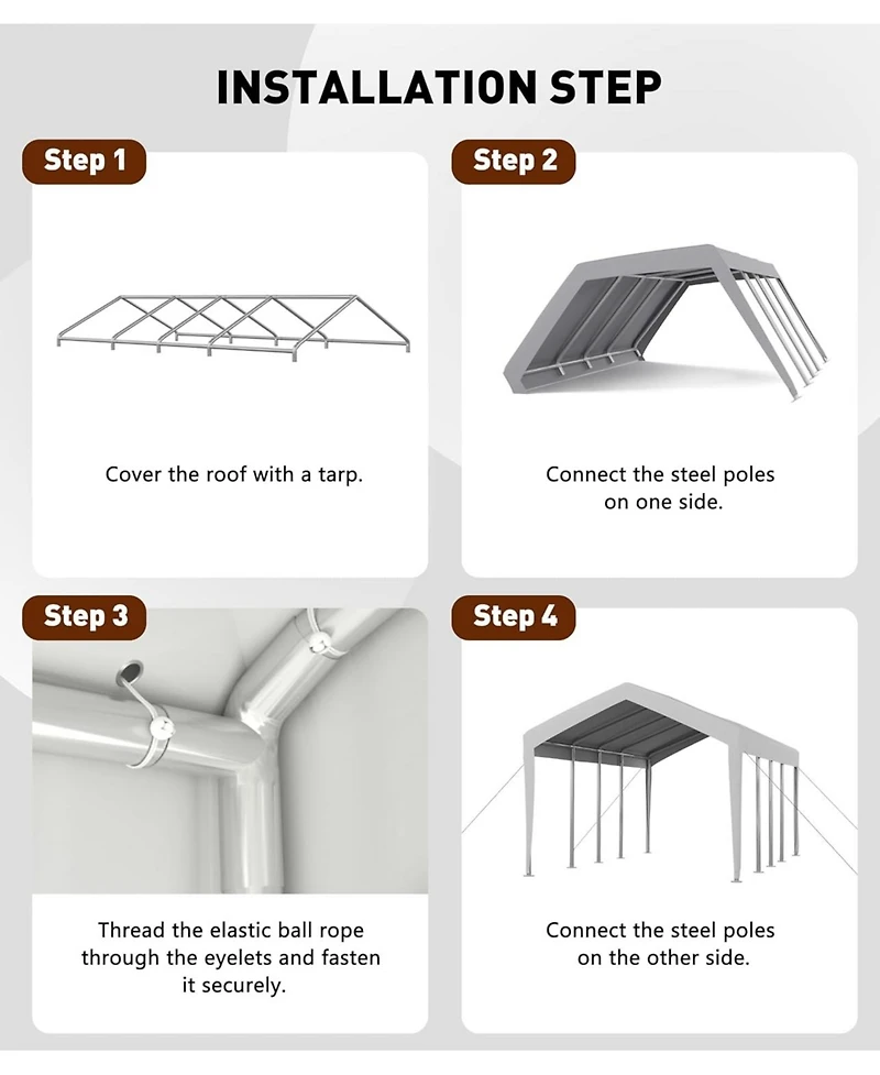 gaomon 10x20 Ft Waterproof and Uv-Resistant carport Replacement Canopy Cover -220G Pe Fabric - (Cover Only