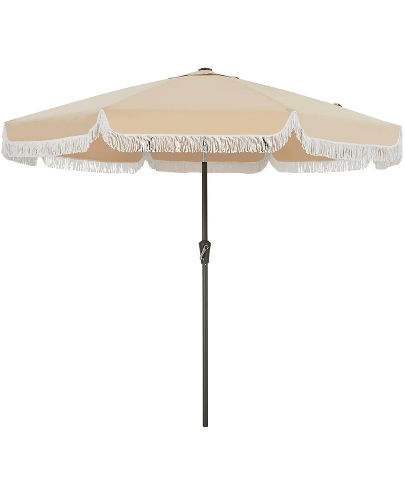 gaomon 9Feet Patio Outdoor Table Umbrella with Retro Fringe with Crank Handle for Backyard, Pool, Camping