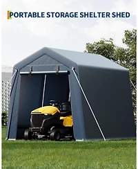 gaomon 7x10 Ft Outdoor Portable Storage Shelter Shed,Heavy Duty Waterproof Tarp,Motorcycle Garage with Roll-up Zipper Door