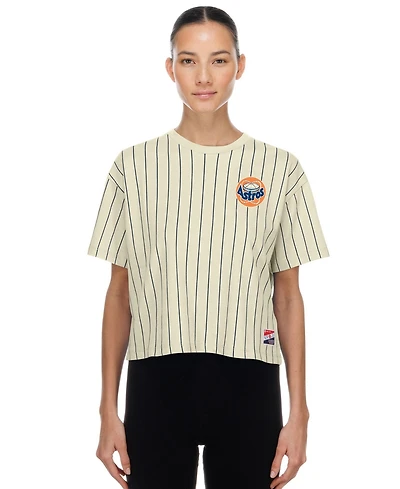 New Era Women's Cream Houston Astros Throwback Boxy T-Shirt