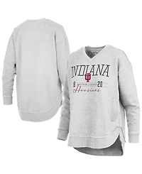 Pressbox Women's Heather Gray Indiana Hoosiers Marcus East Hall Poncho V-Neck Sweatshirt