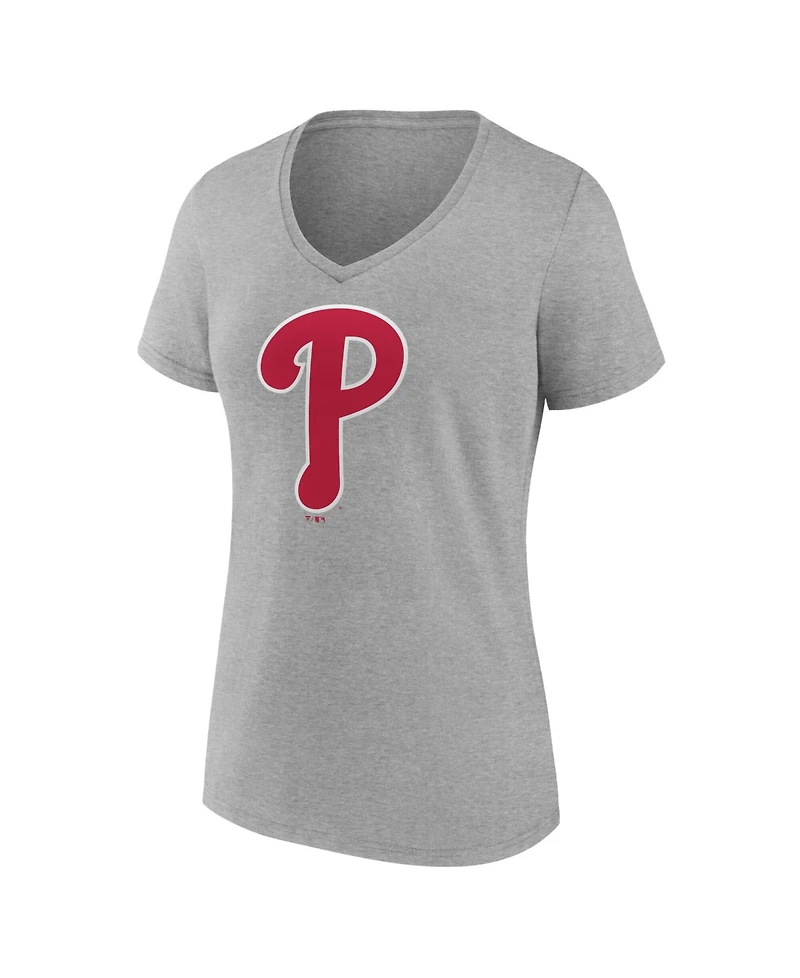 Logo Athletic Women's Gray Philadelphia Phillies V-Neck T-Shirt