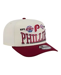 New Era Men's Cream Philadelphia Phillies Throwback Tri-Hit A-Frame 9FIFTY Adjustable Hat