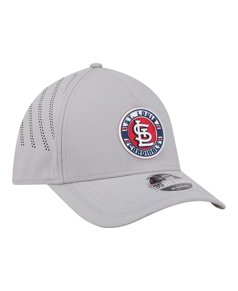 New Era Men's Gray St. Louis Cardinals Patch 39THIRTY A-Frame M-Crown Perforated Flex Hat