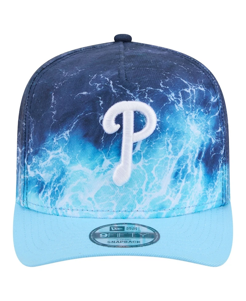 New Era Men's Light Blue Philadelphia Phillies Deep Water Pre-Curved 9FIFTY A-Frame Snapback Hat