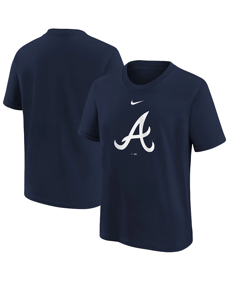 Nike Big Boys and Girls Navy Atlanta Braves Large Logo T-Shirt