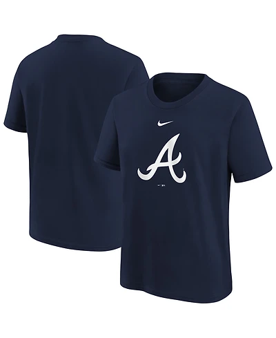 Nike Big Boys and Girls Navy Atlanta Braves Large Logo T-Shirt