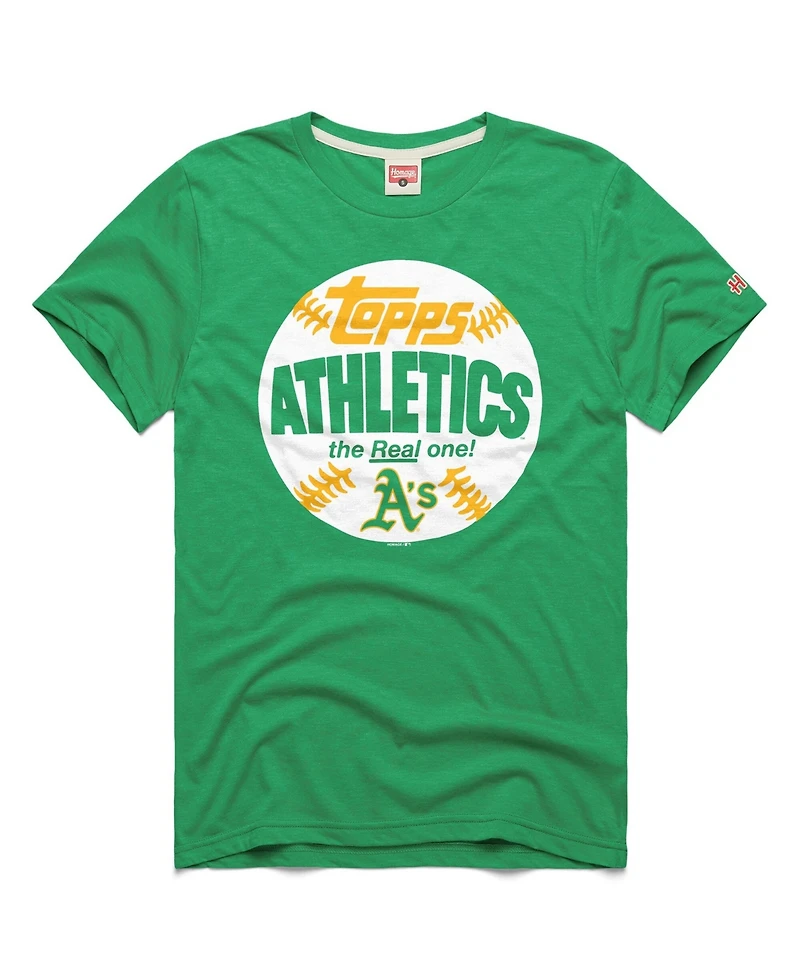 Homage Men's Green Athletics Mlb x Topps Baseball the Real One Tri-Blend T-Shirt