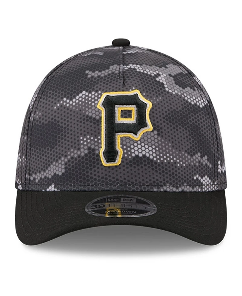 New Era Men's Black Pittsburgh Pirates Camo 39THIRTY A-Frame Flex Hat