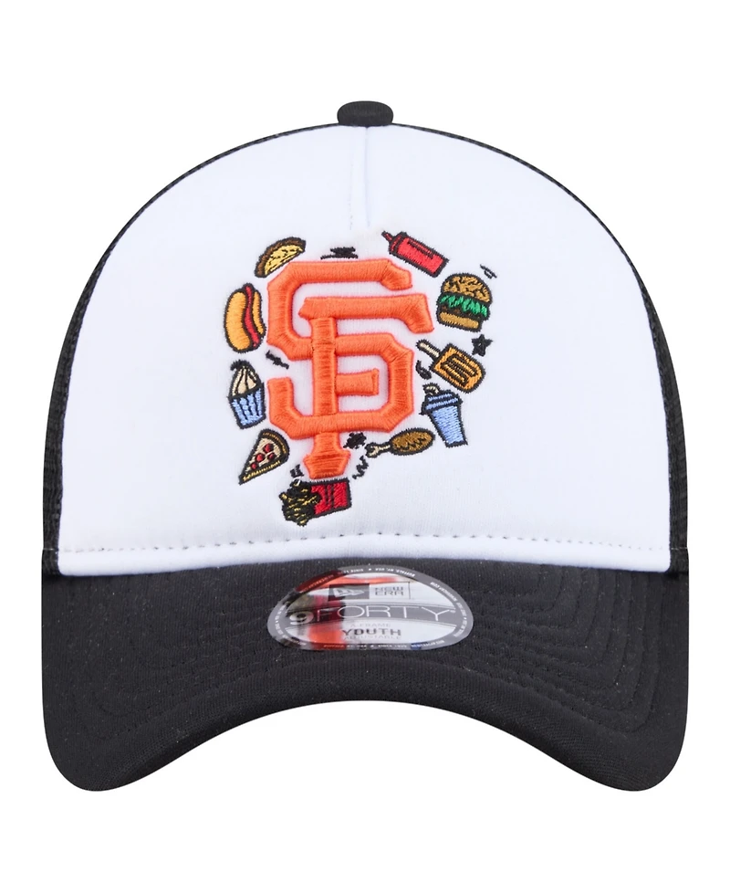 New Era Big Boys and Girls White/Black San Francisco Giants Food A-Frame 9FORTY Trucker Adjustable Hat