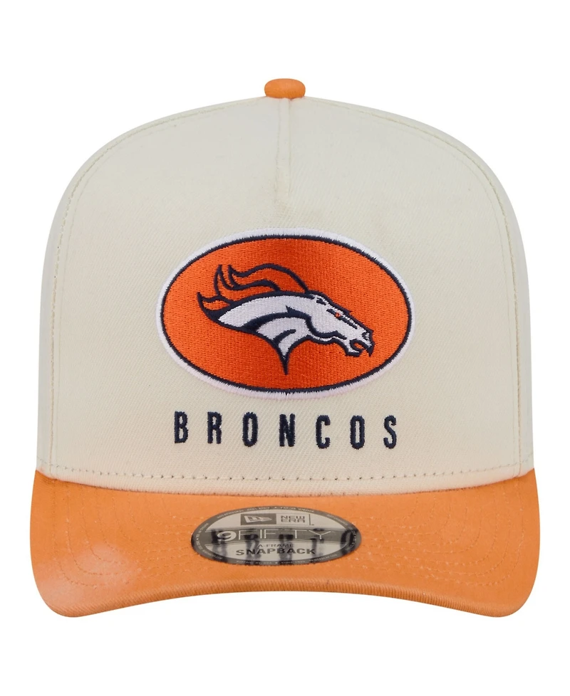 New Era Men's Cream/Orange Denver Broncos Washed A-Frame 9FIFTY Snapback Hat