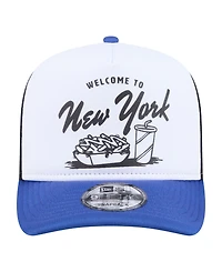 New Era Men's White/Royal New York Mets Foodie A-Frame 9FIFTY Trucker Snapback Hat